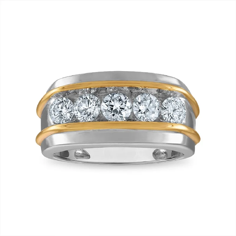 Emerald Cut Engagement Ring-Signature EcoLove 1-1/2 CTW Lab Grown Diamond Wedding Ring in 14KT White and Yellow Gold