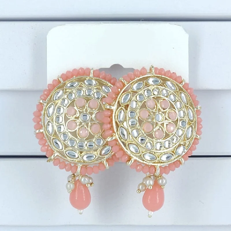 Multi-Colored Earrings-Corbeda Fashion Gold Plated Kundan Stone Dangler Earrings