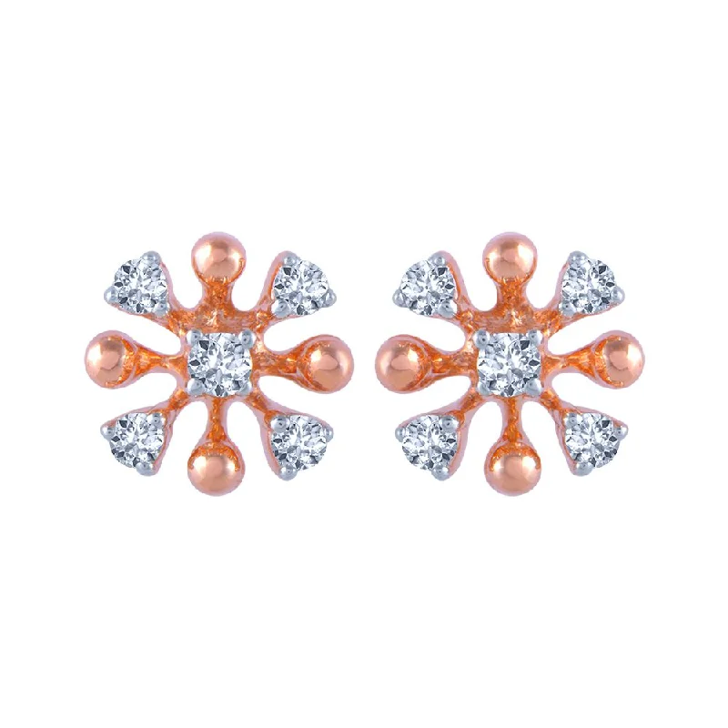 Statement Earrings for Casual Wear-14k (585) Rose Gold And Diamond Stud Earrings For Women