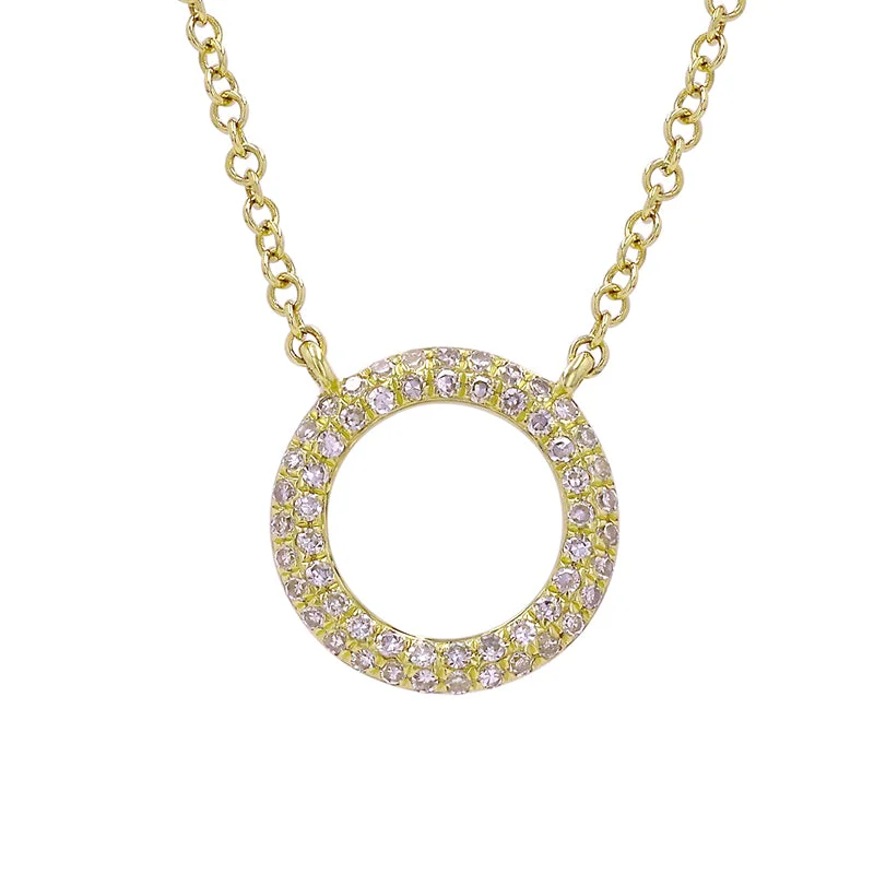 Adjustable Necklace-14k Yellow Gold Petite Open Circle Diamond Necklace