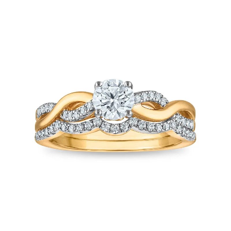 Oval Diamond Ring-LoveSong EcoLove 3/4 CTW Lab Grown Diamond Bridal Set in 10KT Yellow Gold