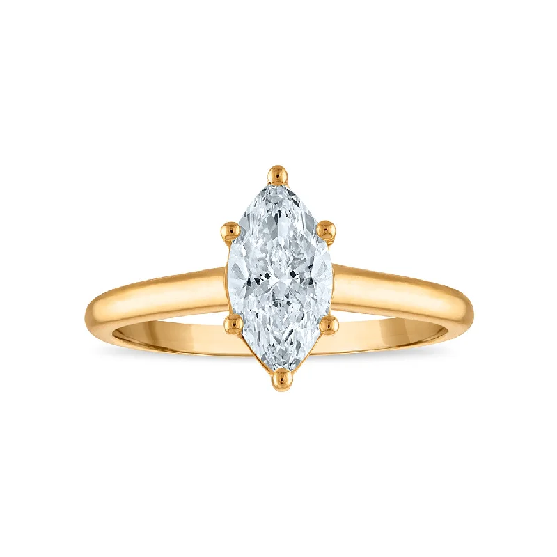 Men's Wedding Ring-Red Hot Deal 1 CTW Marquise Lab Grown Diamond Solitaire Ring in 14KT Gold