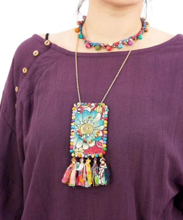 Silver Chain Necklace-Multicoloured Necklace