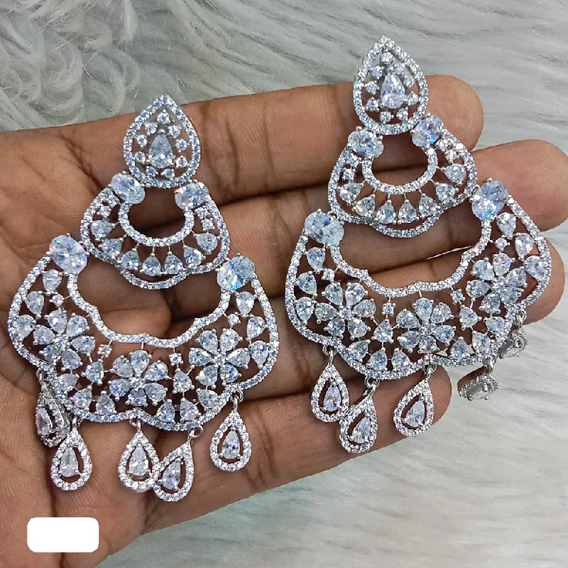 Gold Hoop Earrings-Jain Jewellers Silver Plated AD Dangler Earrings