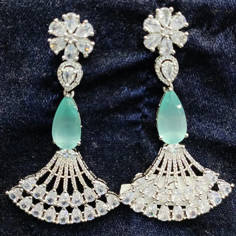 Luxe Pearl Earrings-Jain Jewellers Silver Plated AD Dangler Earrings