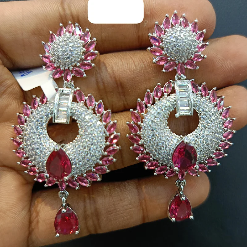 Luxury Crystal Earrings-Jain Jewellers Silver Plated AD Dangler Earrings