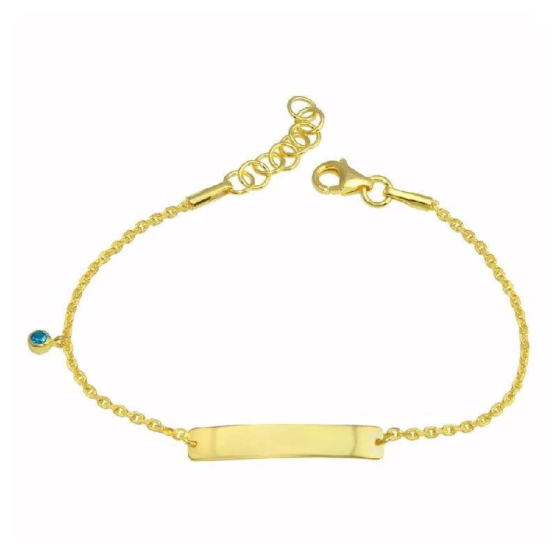 Sterling Silver Bracelet for Women-Gold Plated 925 Sterling Silver Blue CZ Baby ID Bracelet - DIB00075GP