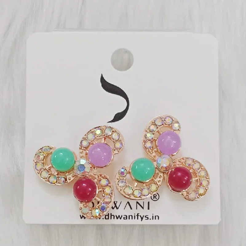 Personalized Gold Earrings-Dhwani Austrian Stone And Pearls Studs Earrings