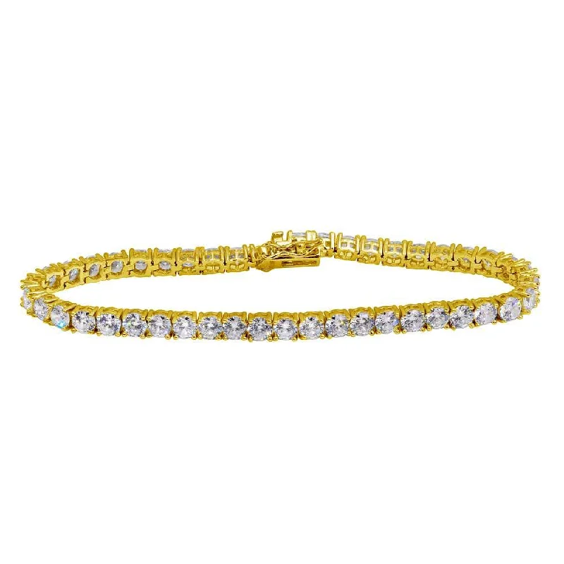 Luxury Cuff Bracelet-Gold Plated 925 Sterling Silver CZ Tennis Bracelet - STB00565GP