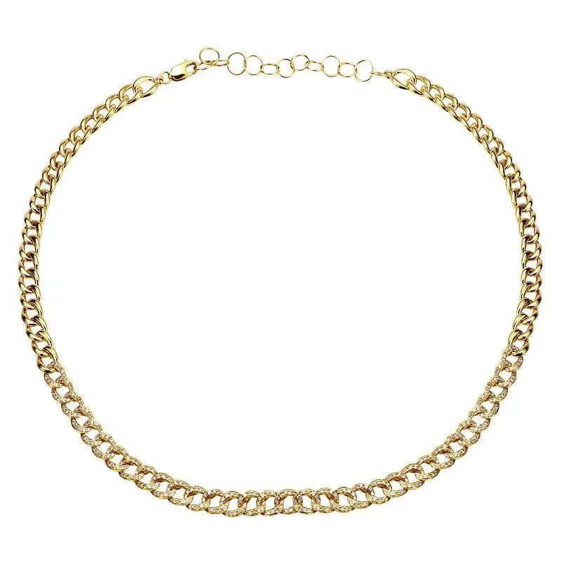 Natural Gemstone Necklace-Diamond Cuban Link Choker