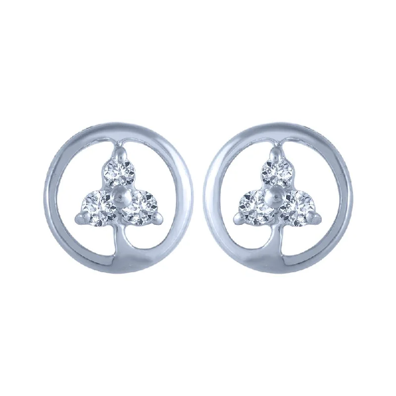 Hoop Earrings with Charms-14k (585) White Gold And Diamond Stud Earrings For Women