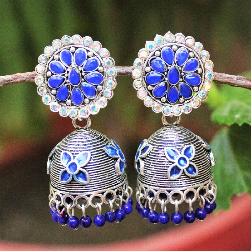 Bridal Earrings with Diamonds-H K Fashion  Pota Stone Jhumki Earrings