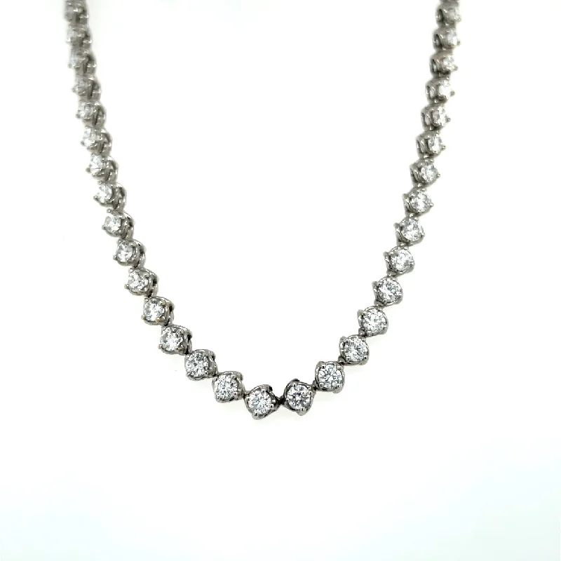 Crystal Pendant Chain Necklace-Tennis Necklace 105-7.66 tcwt 18kwg