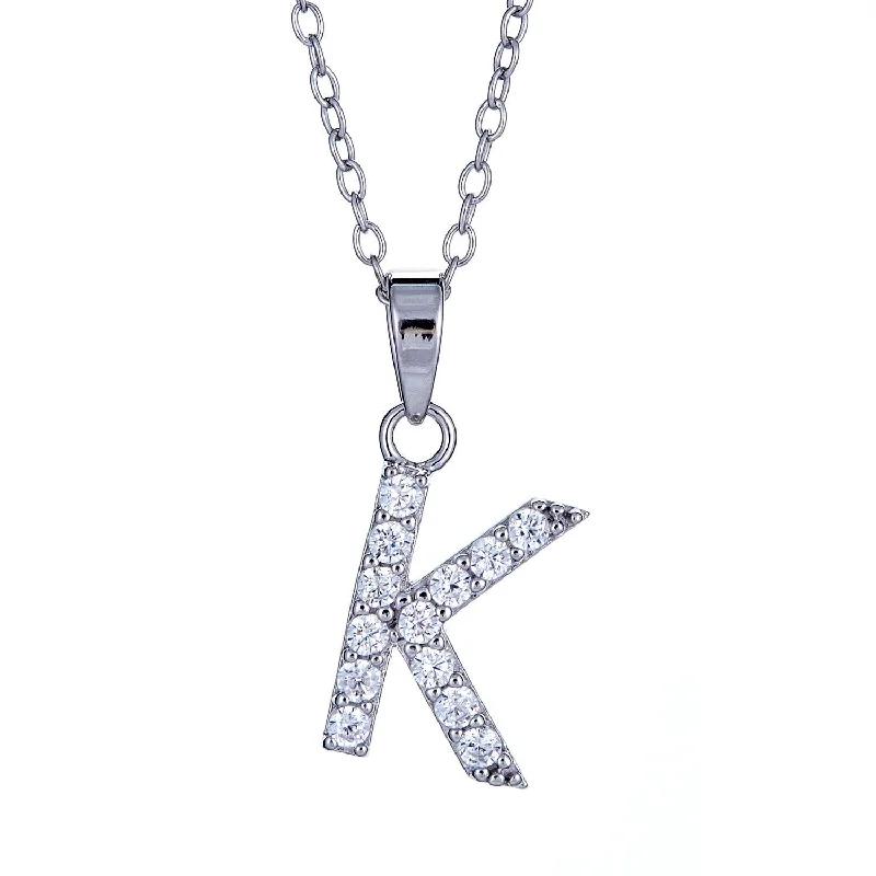 Star Pendant Necklace-Better Jewelry 925 Sterling Silver Classic CZ Studded Initial Pendant Necklace (2 grams)