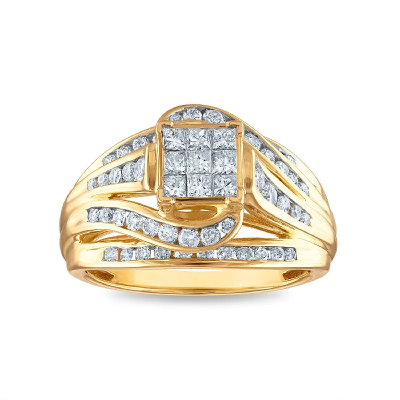 Men's Signet Ring-1 CTW Diamond Engagement Ring in 10KT Yellow Gold