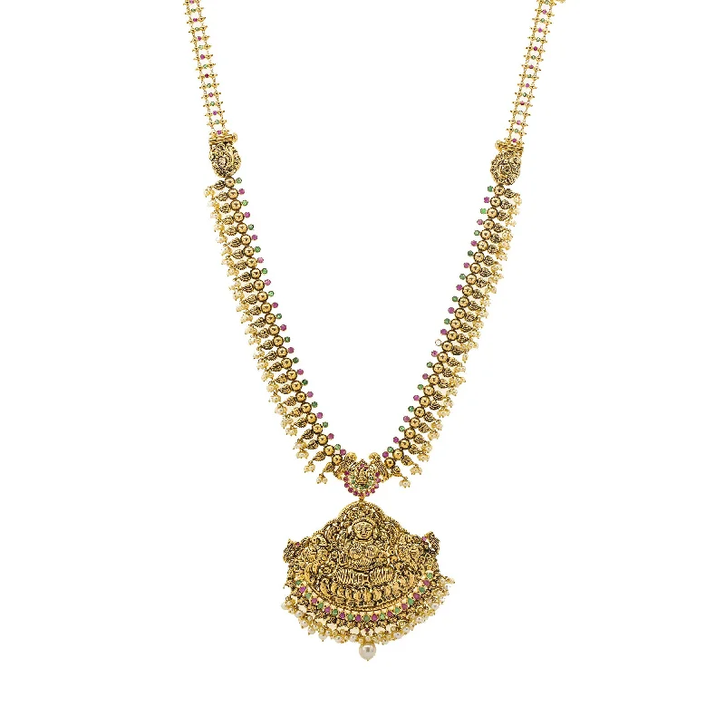 Nature Inspired Necklace-22k Gold Royal Laxmi Antique Necklace