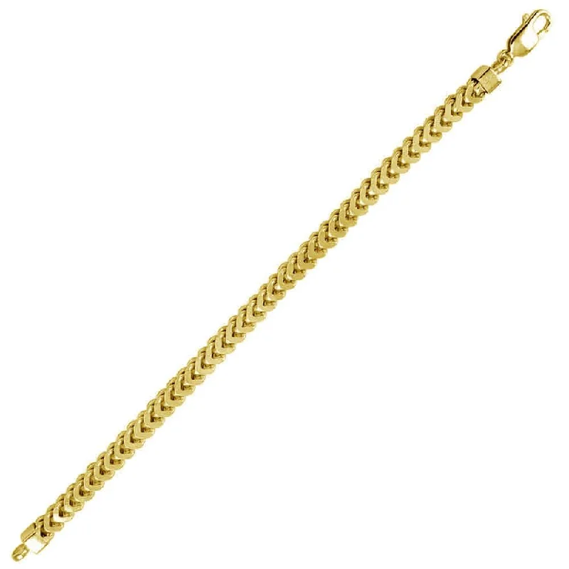 Gemstone Link Bracelet-Gold Plated 925 Sterling Silver Franco Bracelet 7.2mm - CH442 GP BR