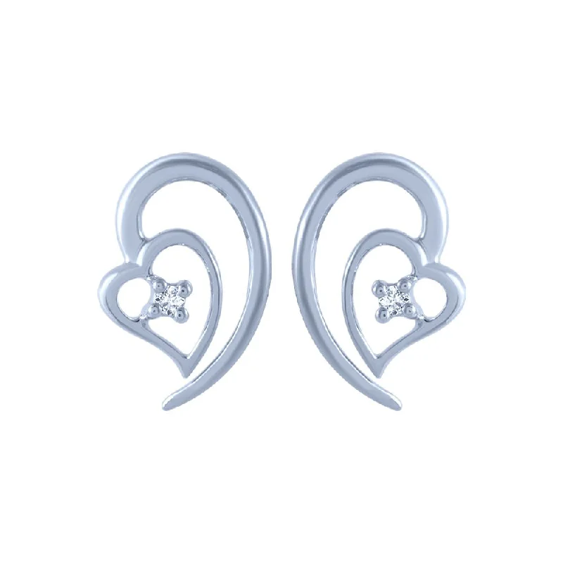 Custom Made Earrings-14k (585) White Gold And Diamond Stud Earrings For Women