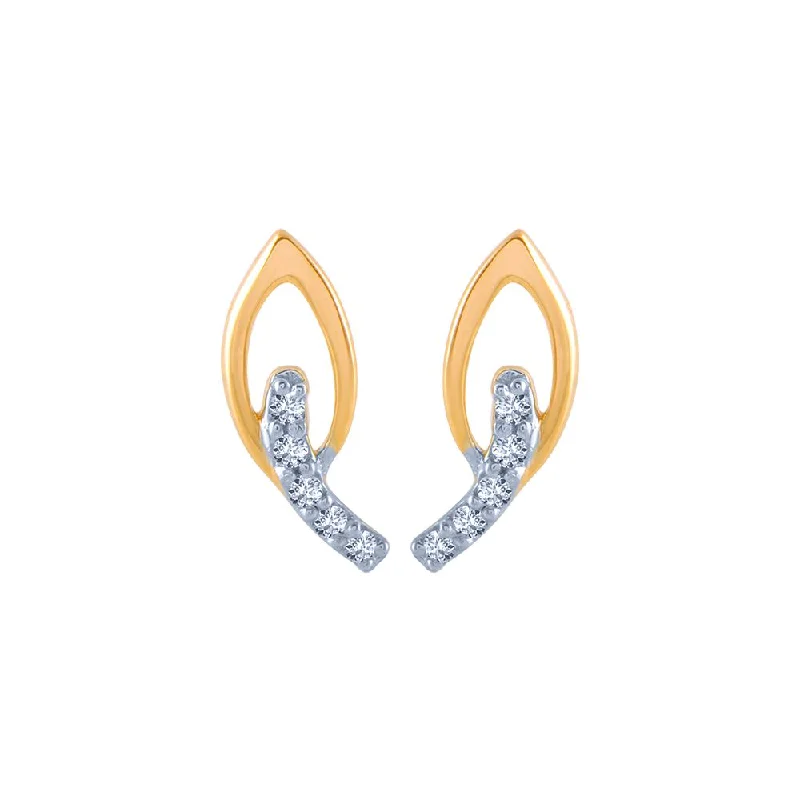 Bridal Earrings with Diamonds-14k (585) Yellow Gold And Diamond Stud Earrings For Women