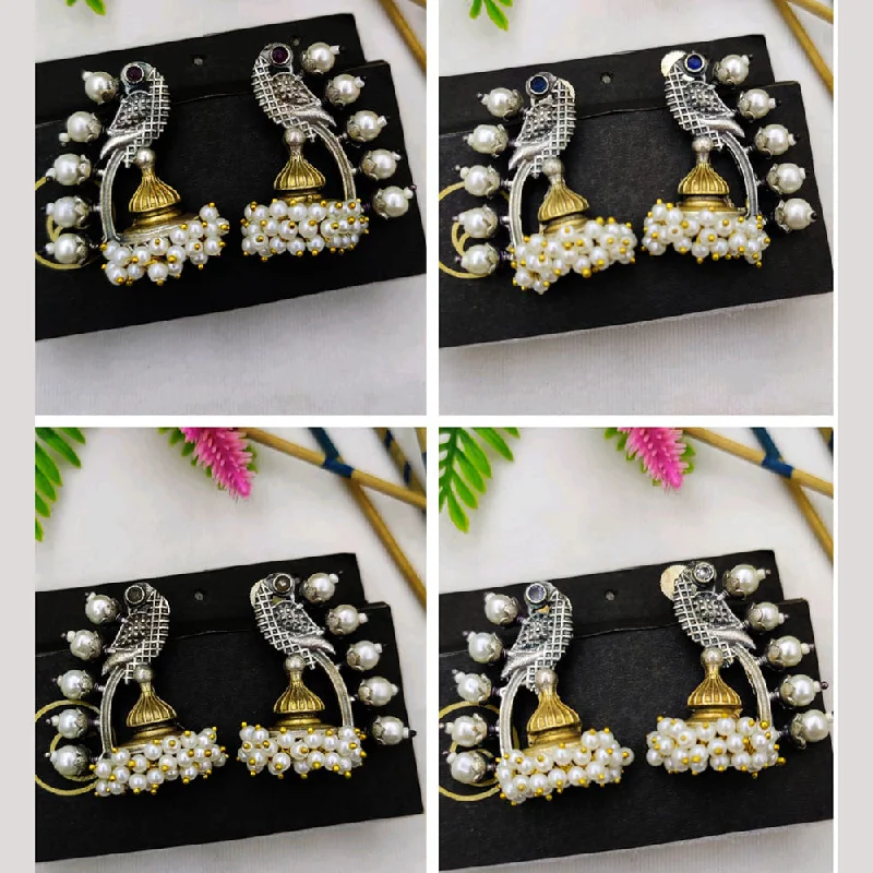 Statement Earrings for Women-Fancyla 2 Tone Plated Pota Stone Jhumki Earrings