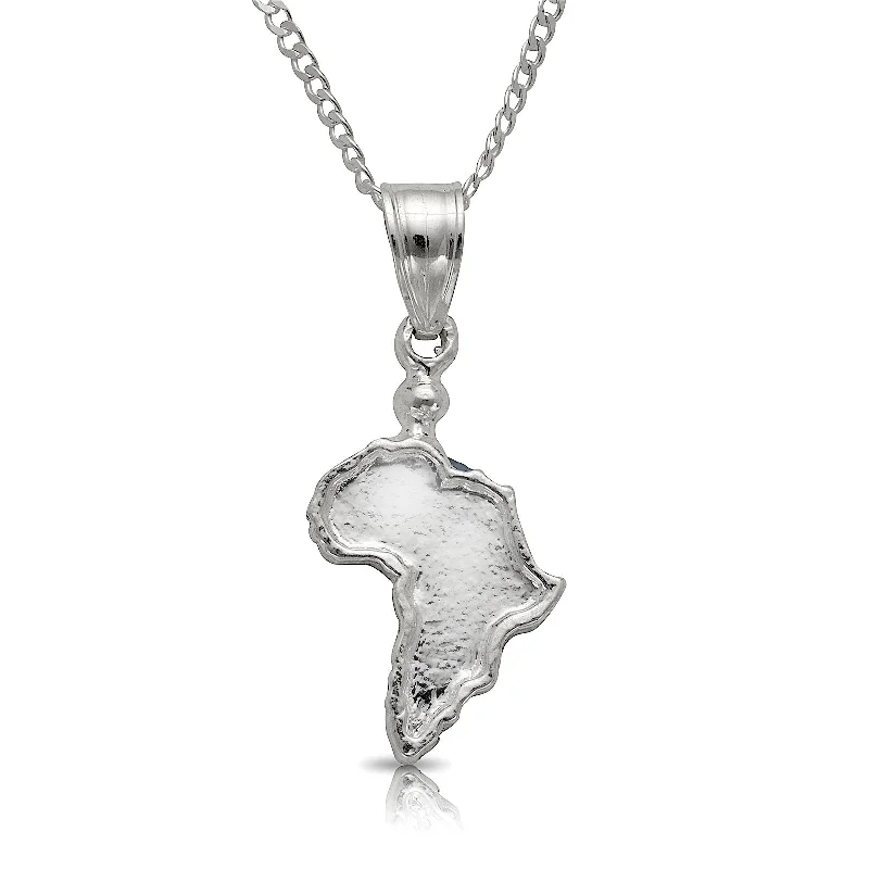 Fashion Jewelry Necklace-Map of Africa .925 Sterling Silver Pendant Necklace