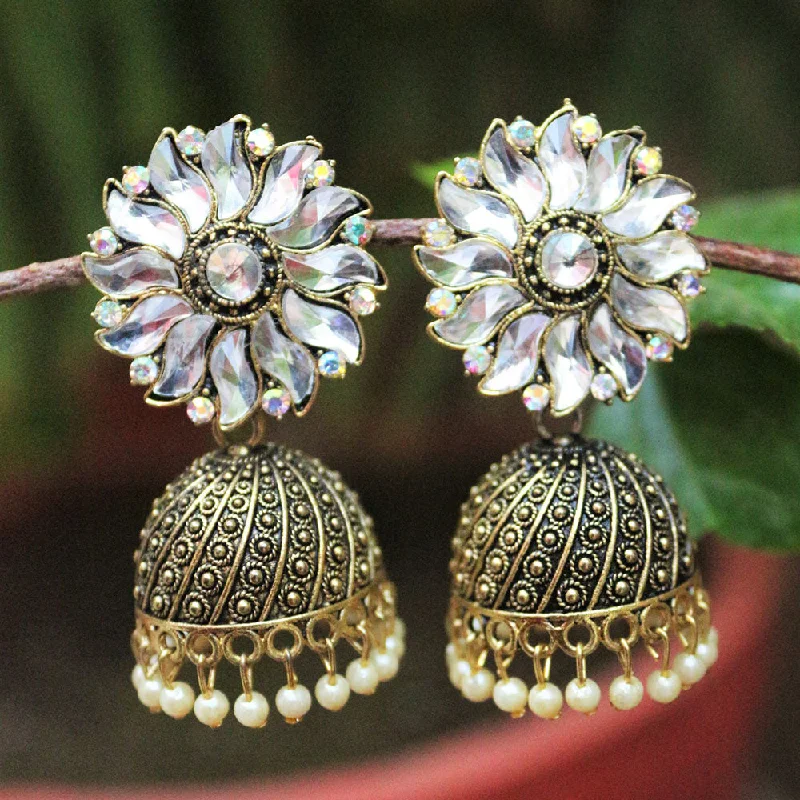 Chic Ear Cuffs Earrings-H K Fashion  Gold Plated Crystal Stone Jhumki Earrings