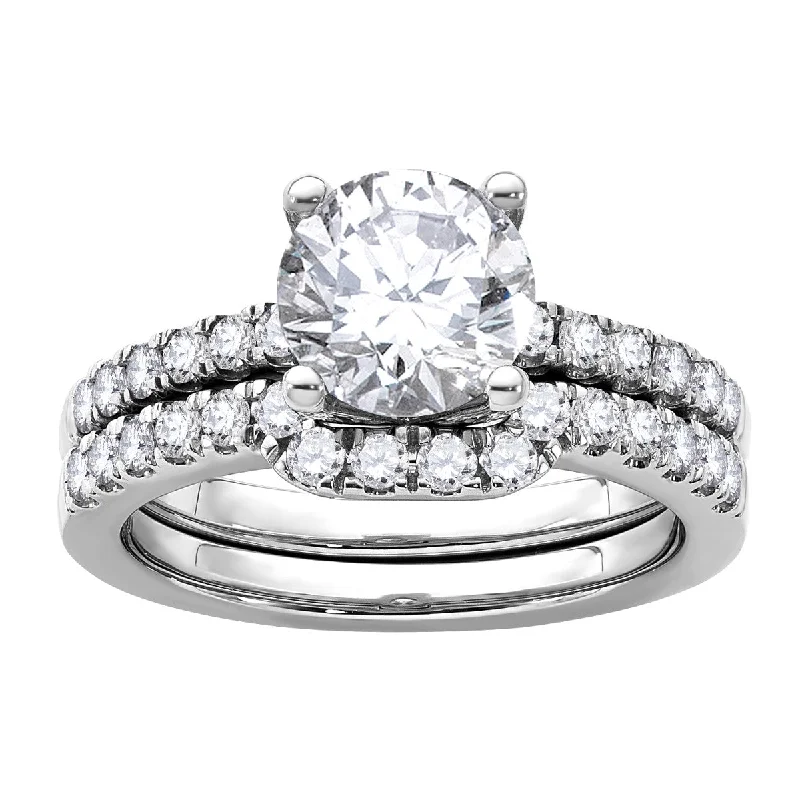 Green Emerald Ring-Signature EcoLove Diamond Dreams 2-1/3 CTW Diamond Bridal Set in Platinum