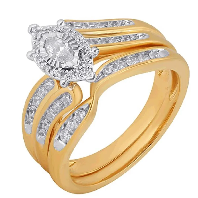 Custom Wedding Ring Set-1/2 CTW Diamond Bridal Set Ring in 10KT White and Yellow Gold