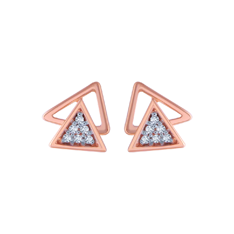 Swaying Earrings-14KT (585) Rose Gold And Diamond Stud Earrings For Women