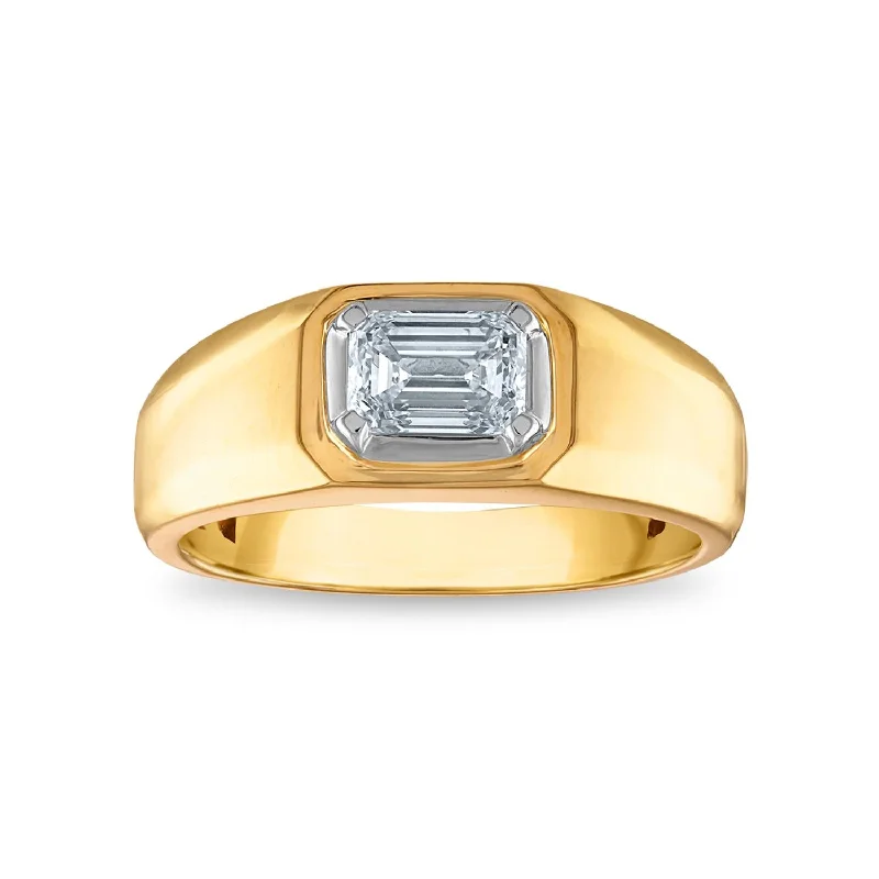 Engagement Ring with Side Stones-EcoLove 1 CTW Diamond Solitaire Ring in 14KT Yellow Gold