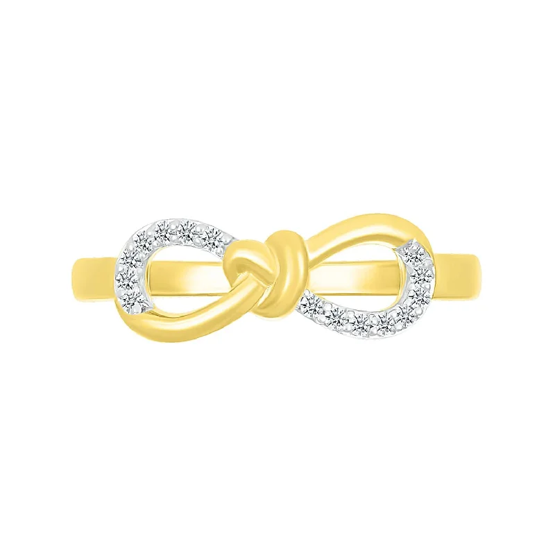 Modern Diamond Ring-1/10 CTW Diamond Infinity Ring in 10KT Yellow Gold