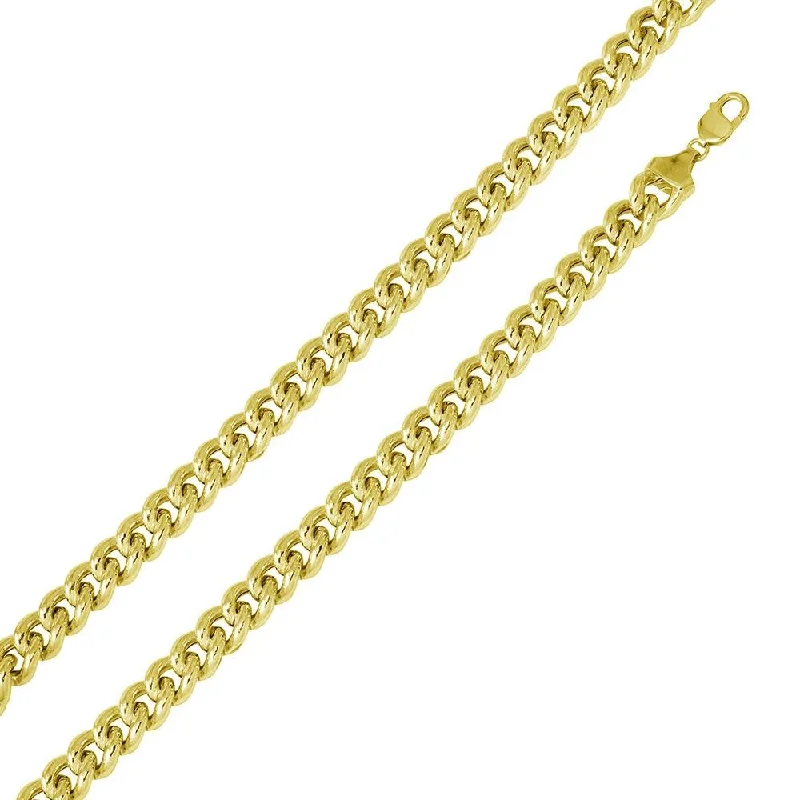 Pearl and Gold Bracelet-Gold Plated 925 Sterling Silver Hollow Curb Chain or Bracelet 12.8mm - CHHW116 GP