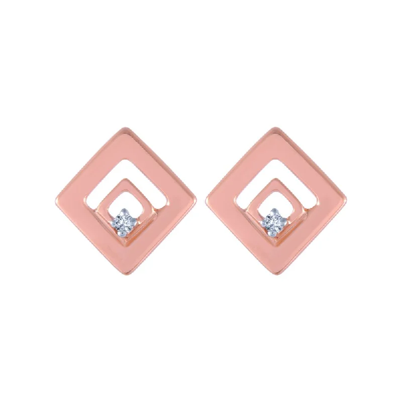 Silver Chandelier Earrings-14k (585) Rose Gold And Diamond Stud Earrings For Women