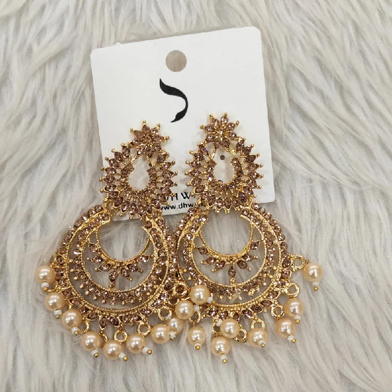 Round Shape Earrings-Dhwani Gold Plated Austrian Stone Dangler Earrings