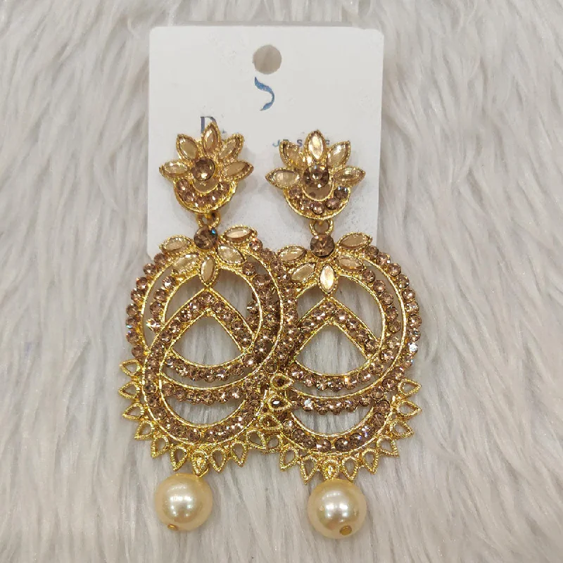 Colorful Dangle Earrings-Dhwani Gold Plated Austrian Stone Dangler Earrings