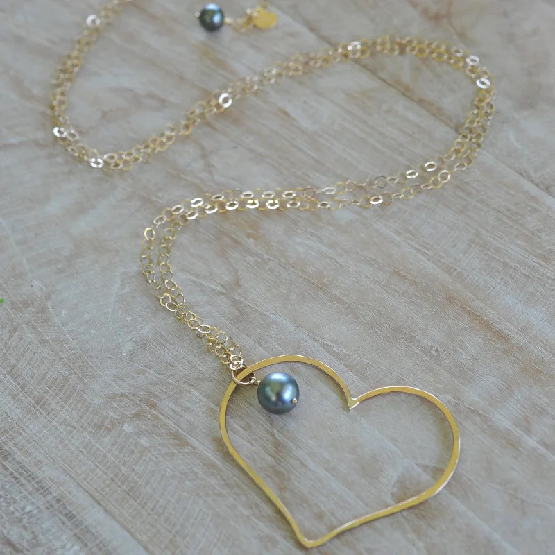 Vintage Gold Necklace-Tahitian Big Love Necklace