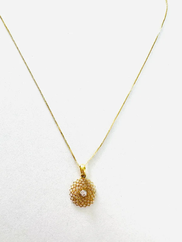 Black Diamond Necklace-14kt Gold Sahasrara Chakra Pendant Necklace