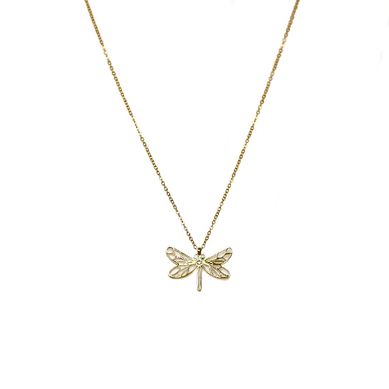 Pearls and Diamonds Necklace-Dragonfly Necklace