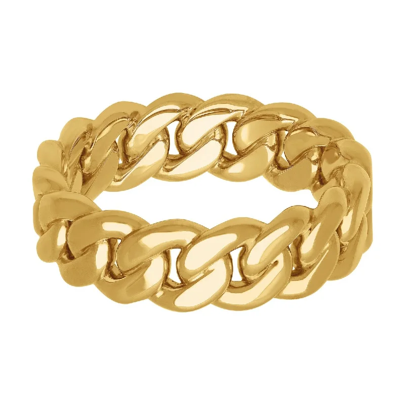 Adjustable Gold Ring-7MM Cuban Link Ring in 10KT Gold. Size 10