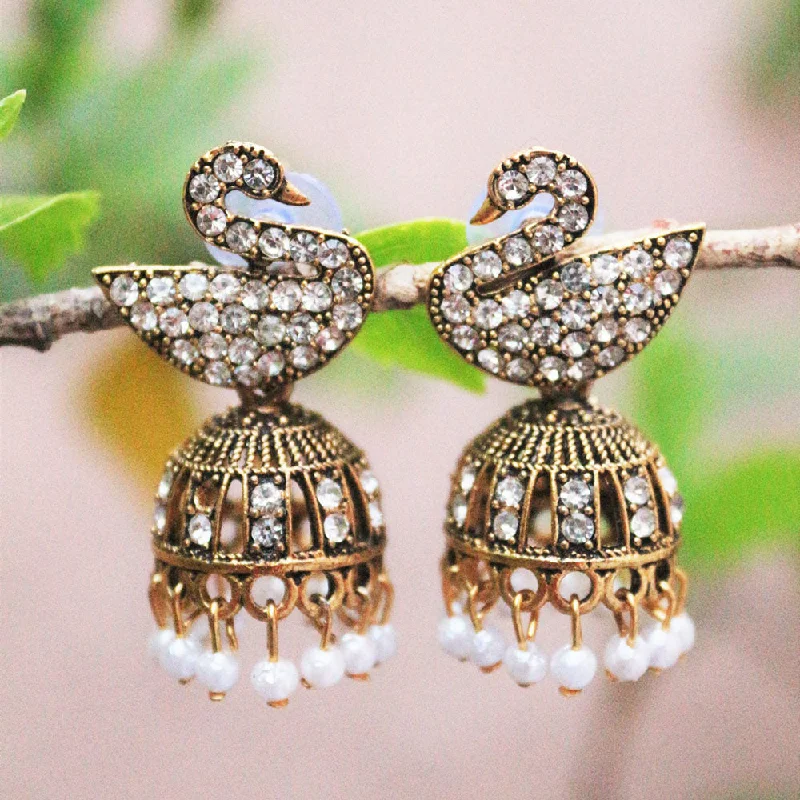 Beaded Dangle Earrings-H K Fashion Gold Plated Austrian Stone Jhumki Earrings