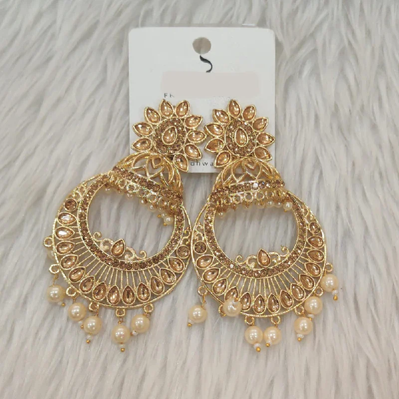 Funky Earrings-Dhwani Gold Plated Austrian Stone Dangler Earrings