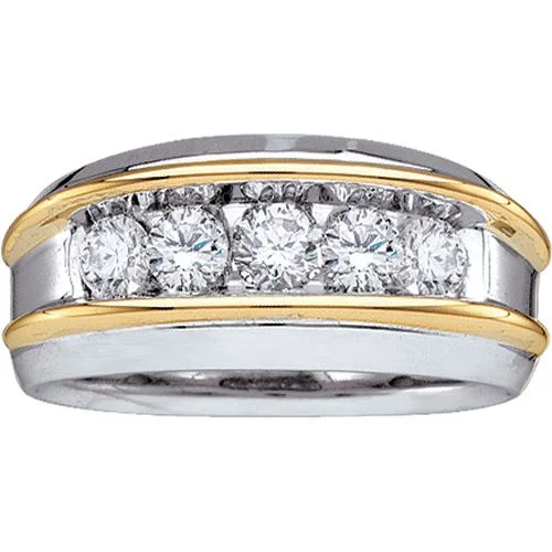 Elegant Diamond Ring-Signature 1 CTW Diamond Wedding Ring in 14KT White and Rose Gold