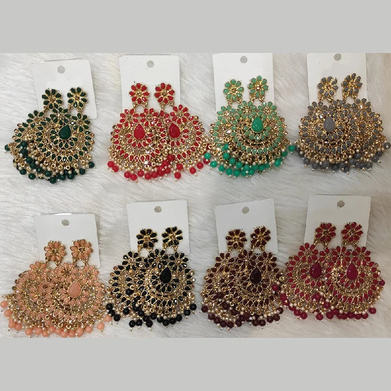 Glitter Earrings-Dhwani Gold Plated Austrian Stone Dangler Earrings (Assorted Color)