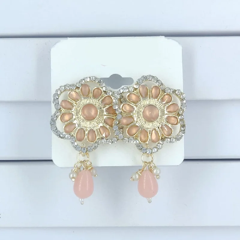 Gemstone Stud Earrings for Women-Corbeda Fashion Gold Plated Dangler Earrings