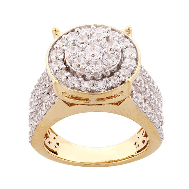 Round Cut Diamond Ring-Red Hot Deal  3 CTW Diamond Engagement Ring in 10KT Yellow Gold