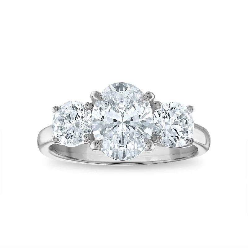 Platinum Diamond Ring-Signature EcoLove Diamond Dreams 3 CTW Lab Grown Diamond Three Stone Ring in 14KT White Gold