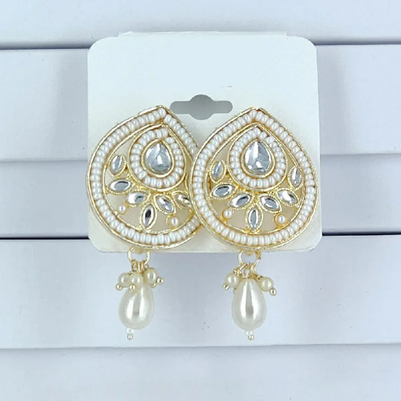 Double-Sided Earrings-Corbeda Fashion Gold Plated Dangler Earrings