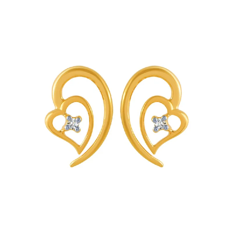 Diamond Dangle Earrings-14k (585) Yellow Gold And Diamond Stud Earrings For Women