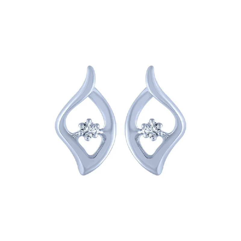 Wedding Stud Earrings-14k (585) White Gold And Diamond Stud Earrings For Women