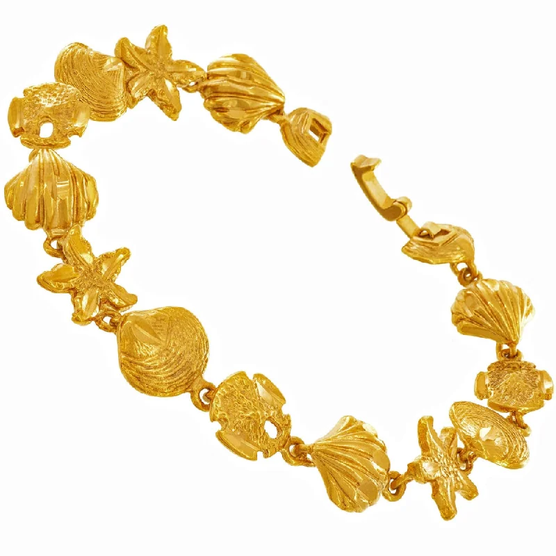 Custom Gold Bracelet for Mom-Diamond Cut Beach Charm Bracelet